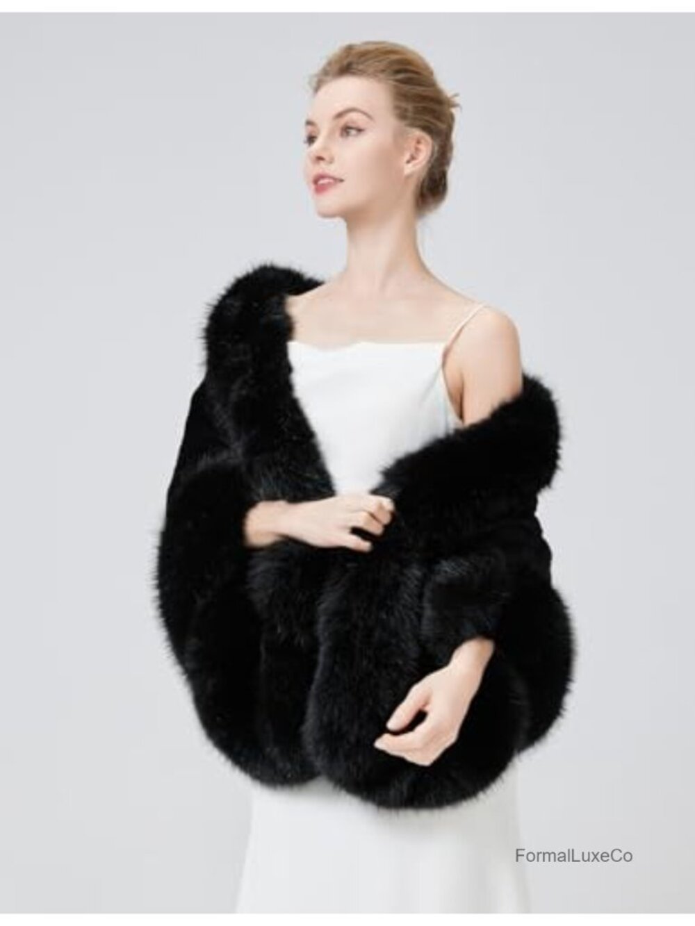 Faux Fur Shawl Wrap Stole for Bridal Wedding Bridesmaid Cape Bridal Shower - Picture 4 of 6